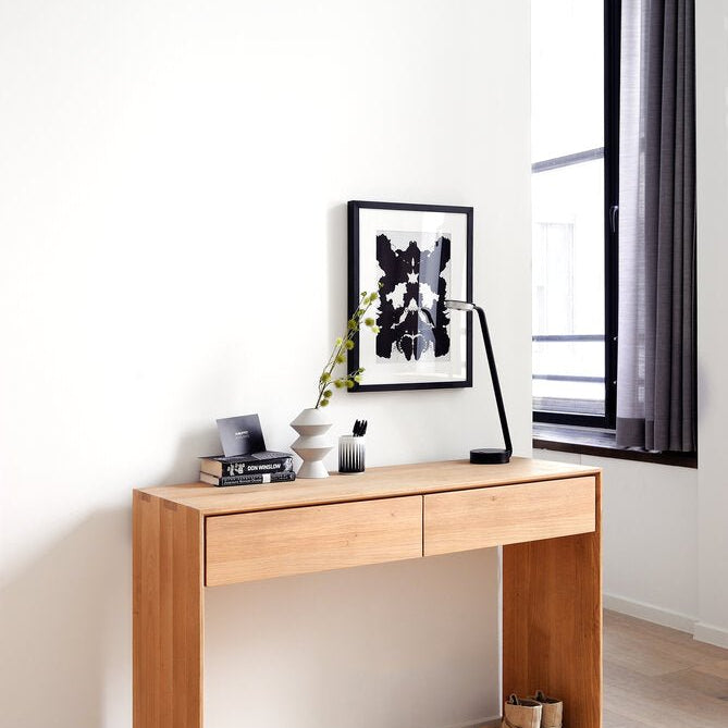 Nordic Oak Console Table with Drawers