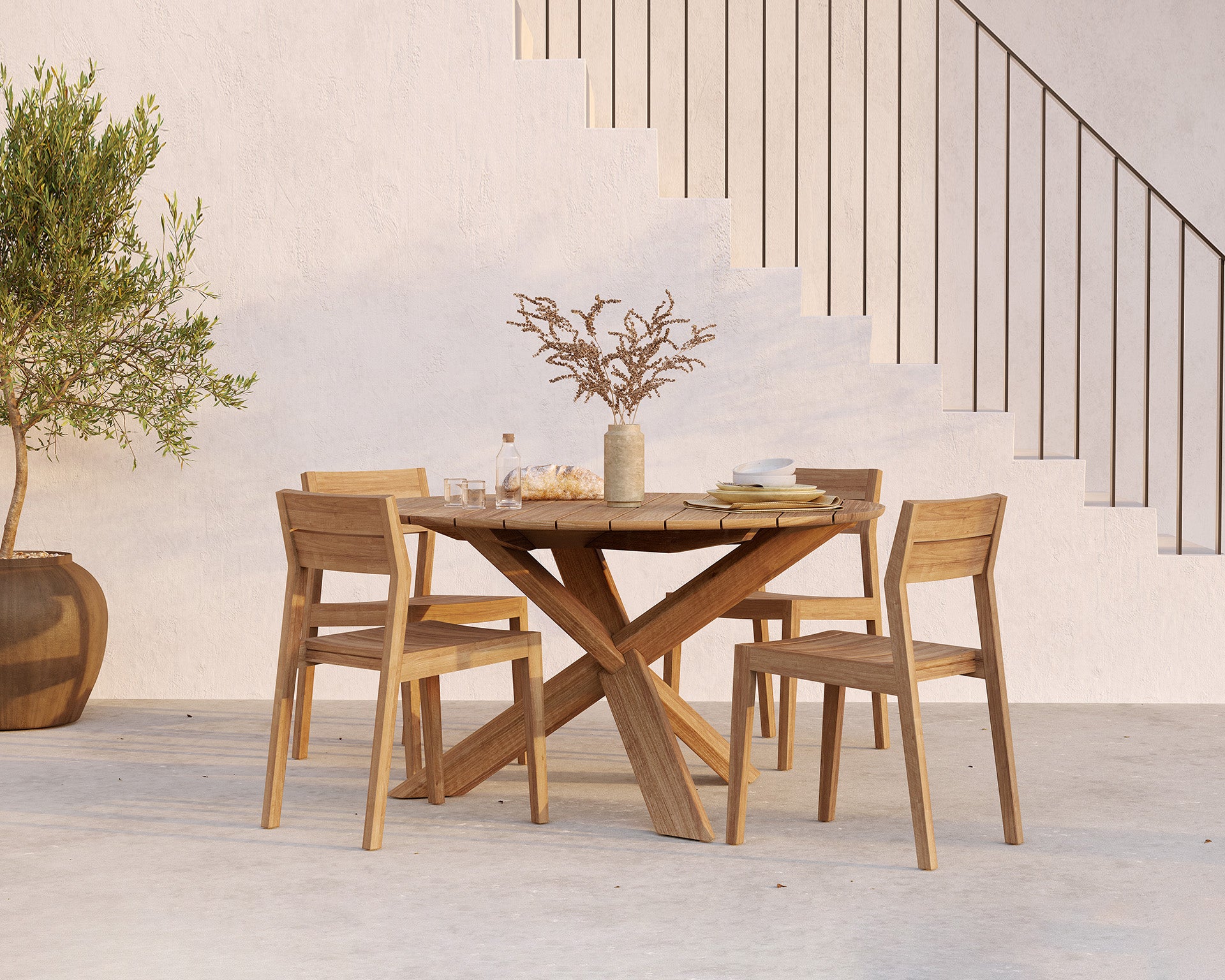 EX1 Indoor / Outdoor Solid Teak Wood Dining Chair