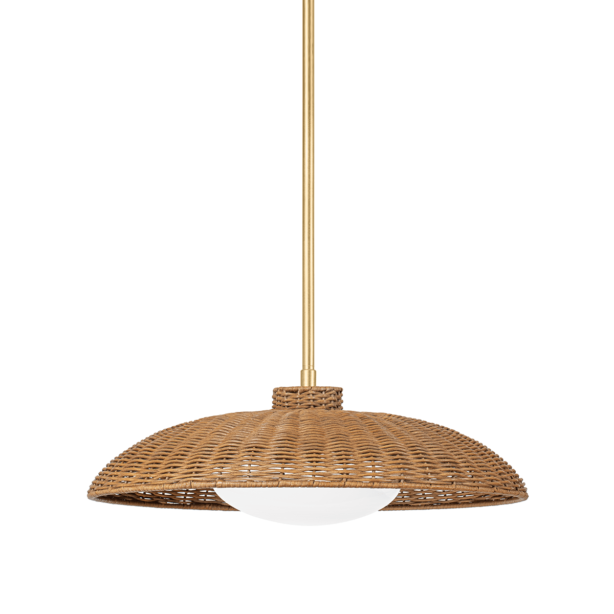 Hillside Rattan and Brass Pendant, Small