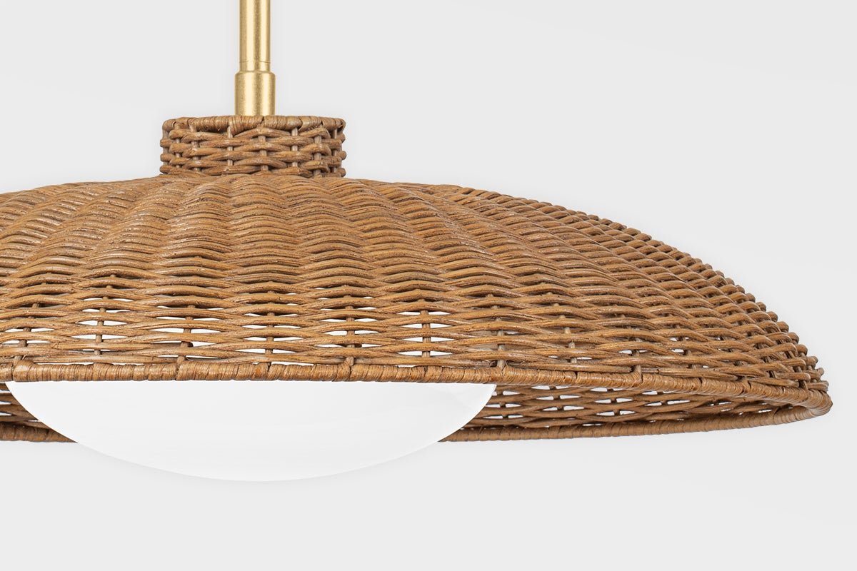 Hillside Rattan and Brass Pendant, Small