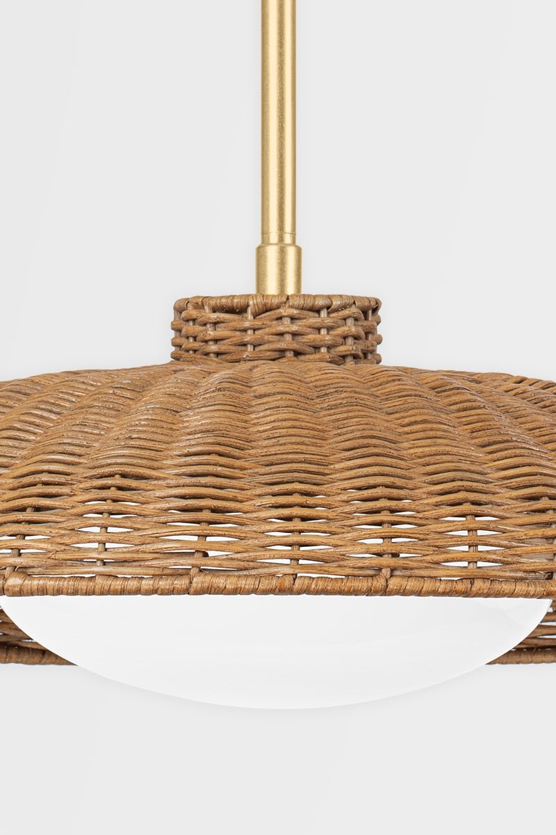 Hillside Rattan and Brass Pendant, Small