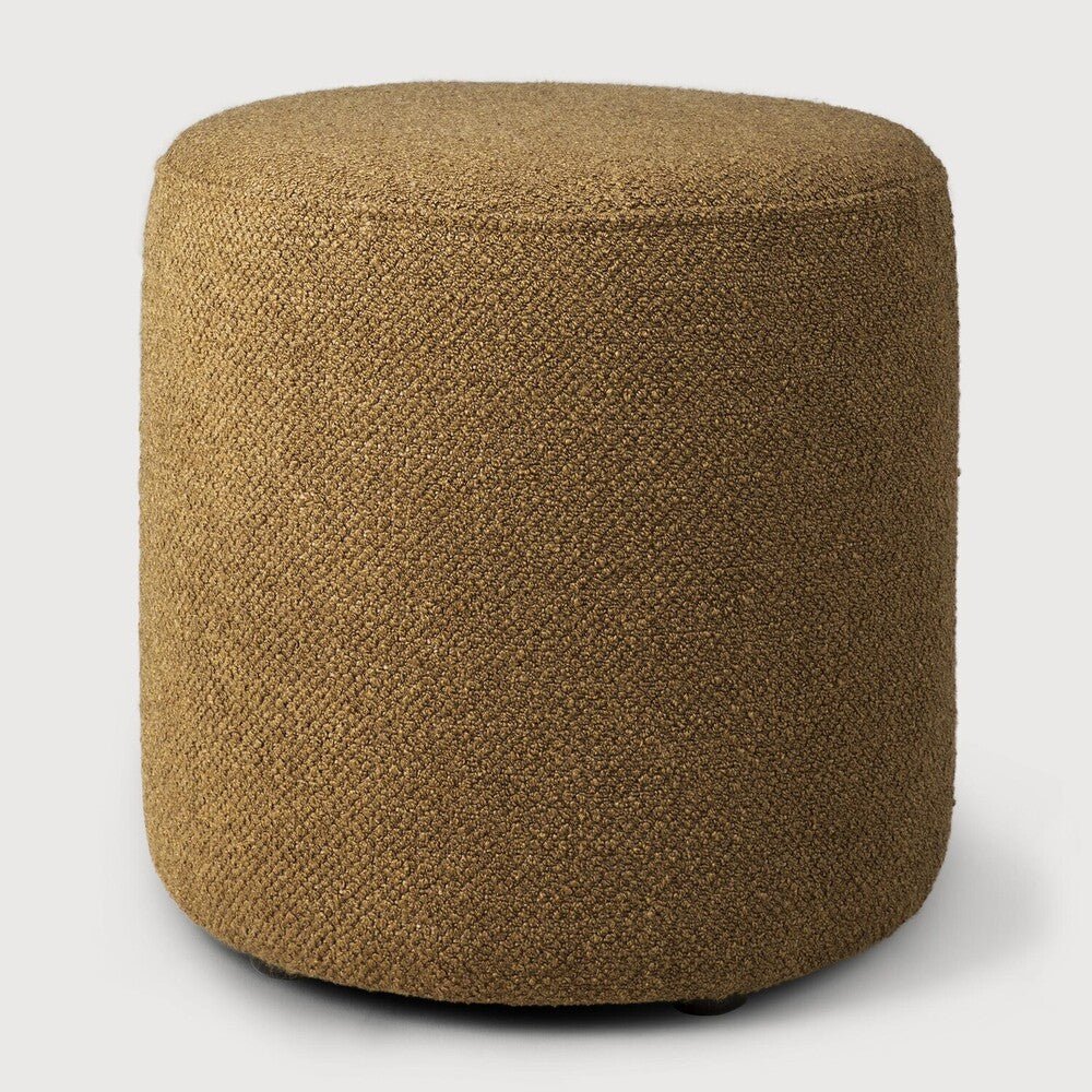 Barrow Round Upholstered Pouf Footstool in Ginger