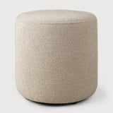 Barrow Round Upholstered Pouf Footstool in Off - White