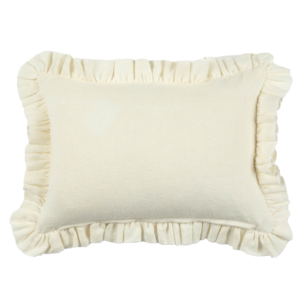 Anita Linen Solid Throw Pillow Cover, Cream Ruffled