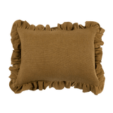 Anita Linen Solid Throw Pillow Cover, Mustard Ruffled