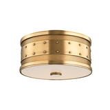 Tucker Flush Mount in Aged Brass, Small