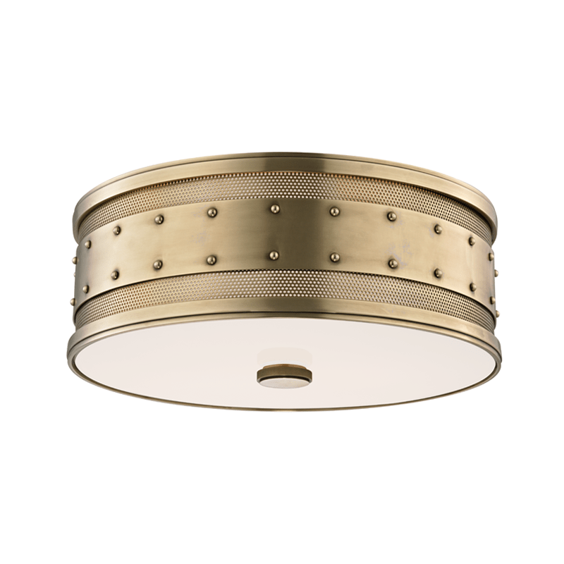 Tucker Flush Mount in Aged Brass, Large