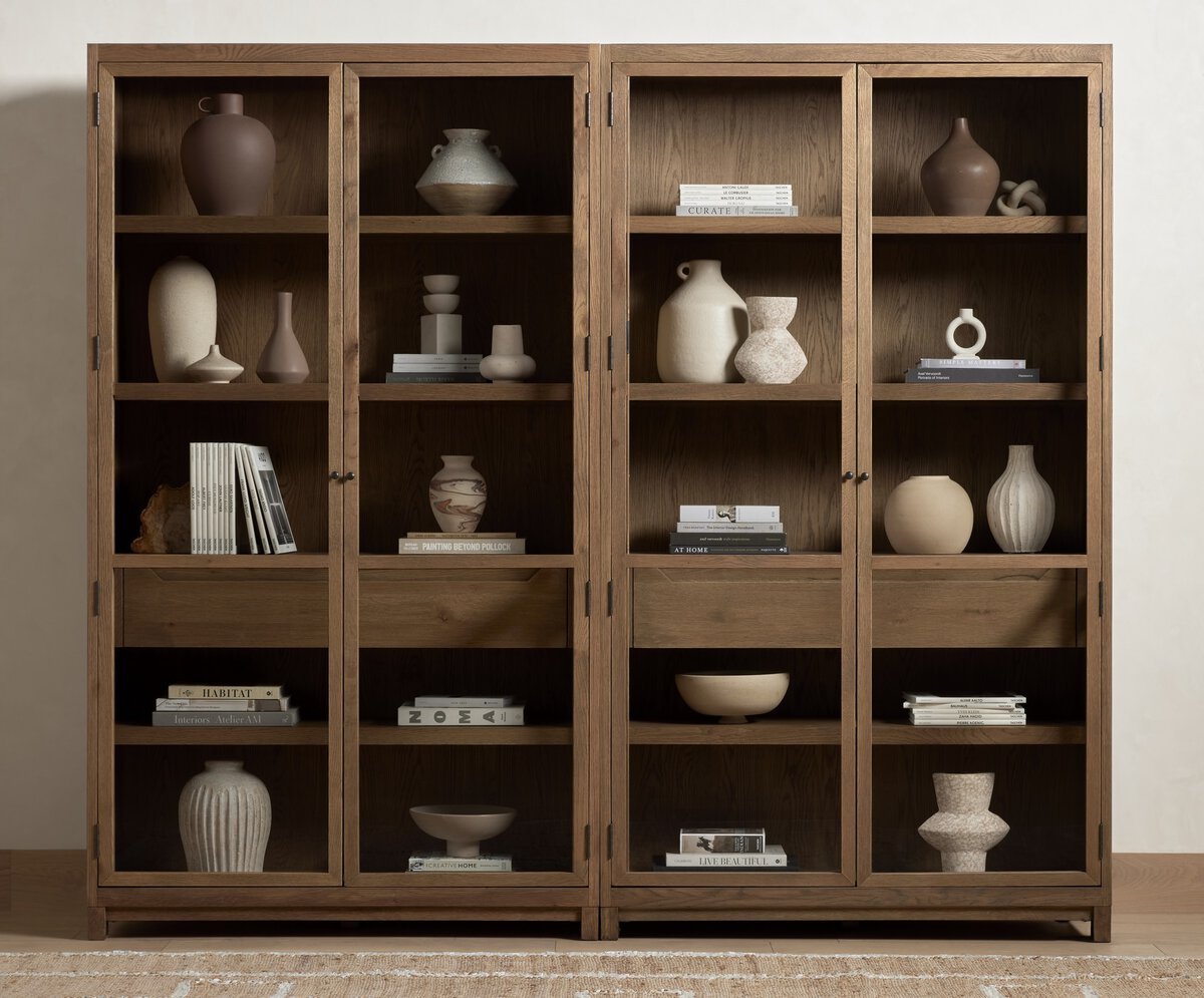 Flotté Oak Double Bookcase / Display Cabinet