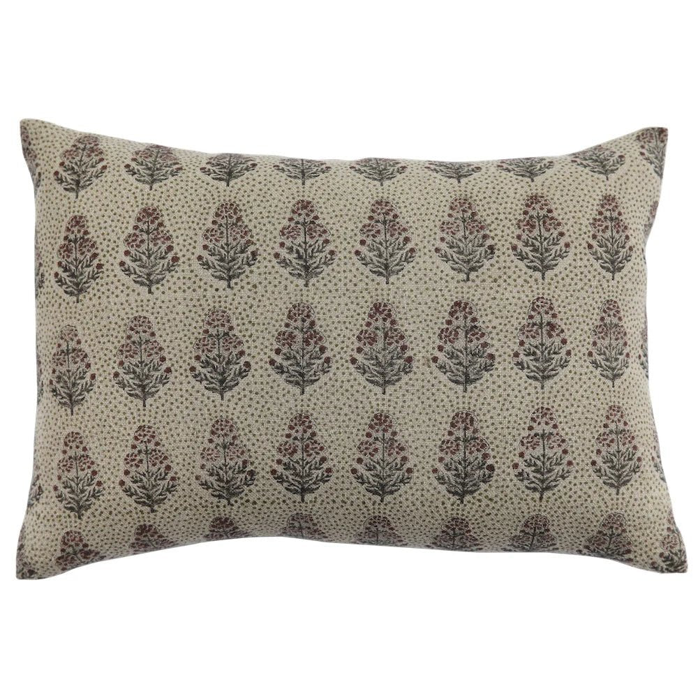 Padma Linen Floral Throw Pillow Cover, Ruby