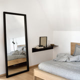 Light Frame Black Oak Floor Mirror