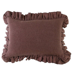 Anita Linen Solid Throw Pillow Cover, Ruby Ruffled