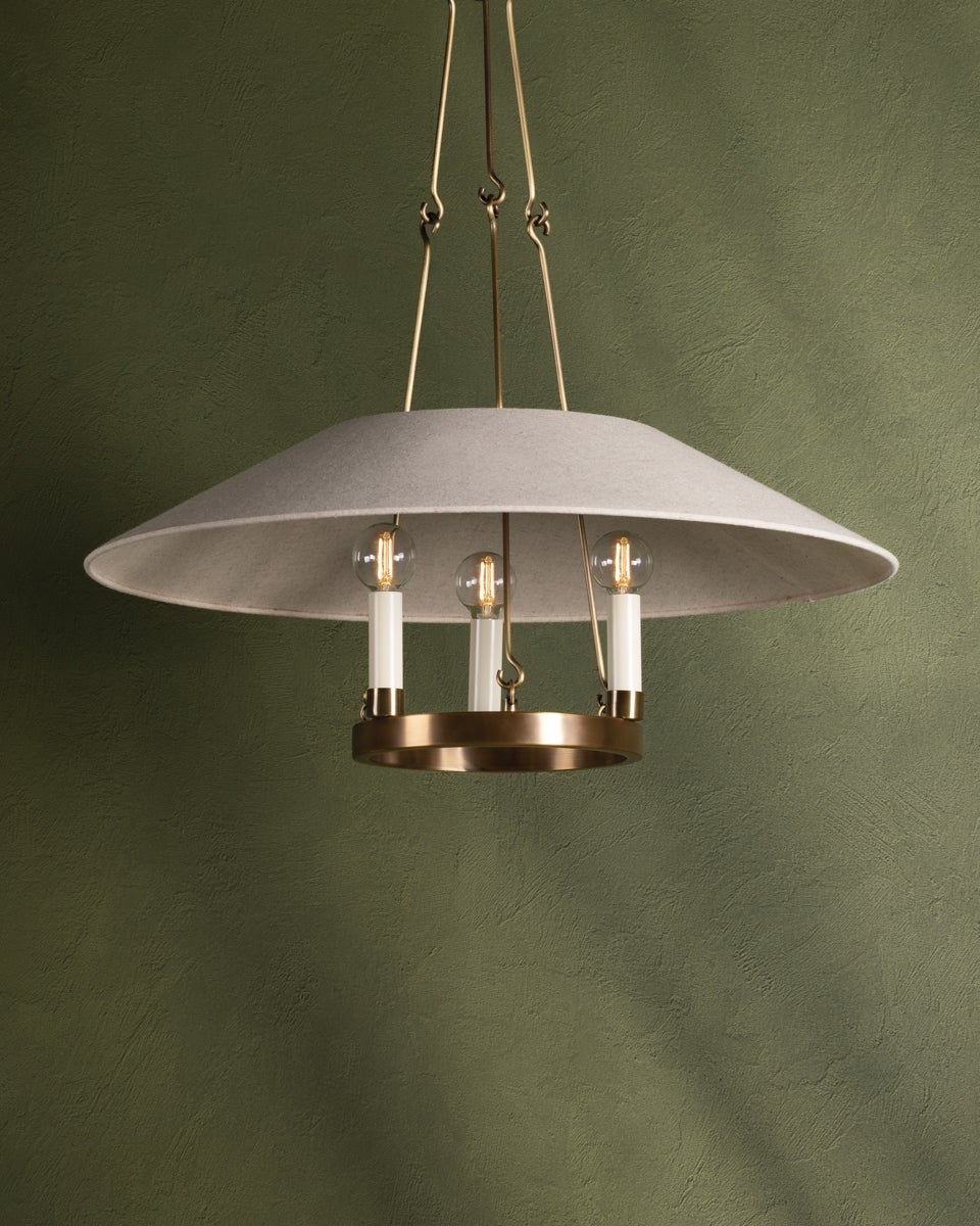 Des Peres Chandelier in Patina Brass