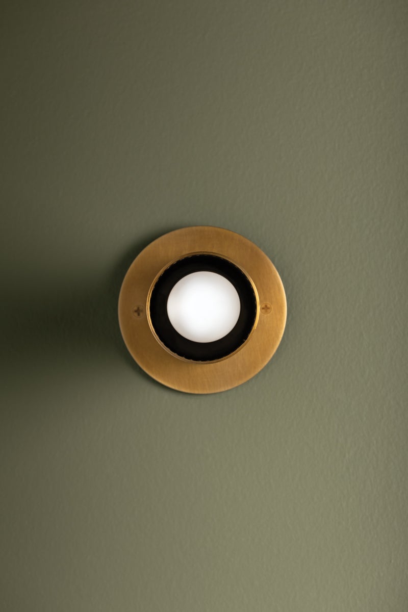 Berger Flush Mount Ceiling Light in Patina Brass