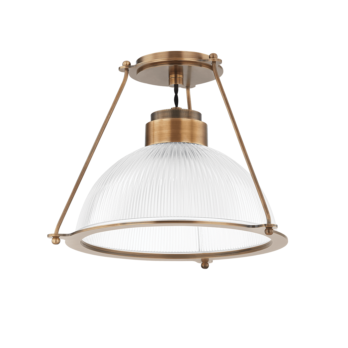 Oakville Semi Flush Ceiling Light in Patina Brass, Small