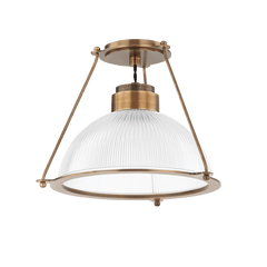 Oakville Semi Flush Ceiling Light in Patina Brass, Small