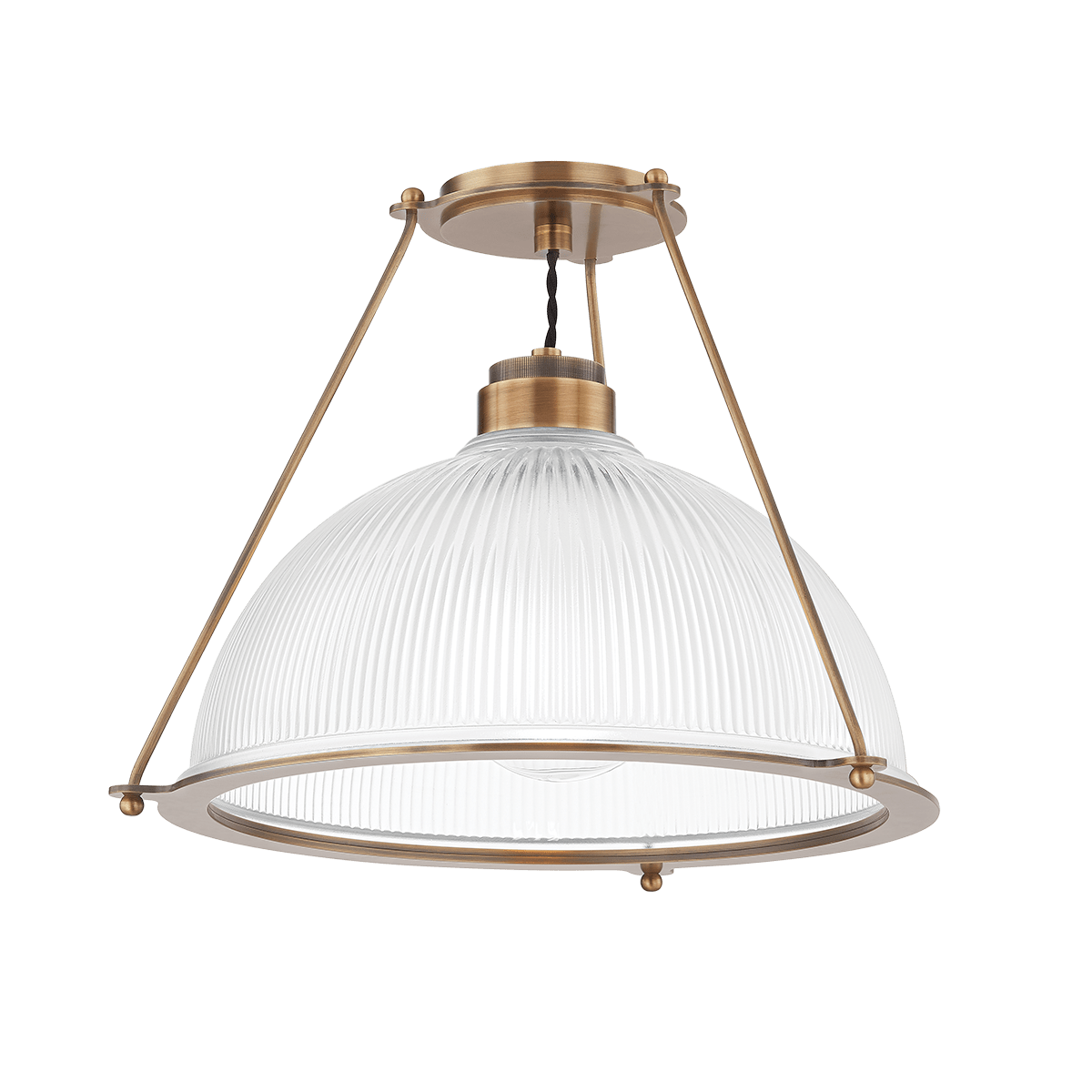 Oakville Semi Flush Ceiling Light in Patina Brass, Large