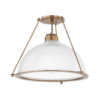 Oakville Semi Flush Ceiling Light in Patina Brass, Large