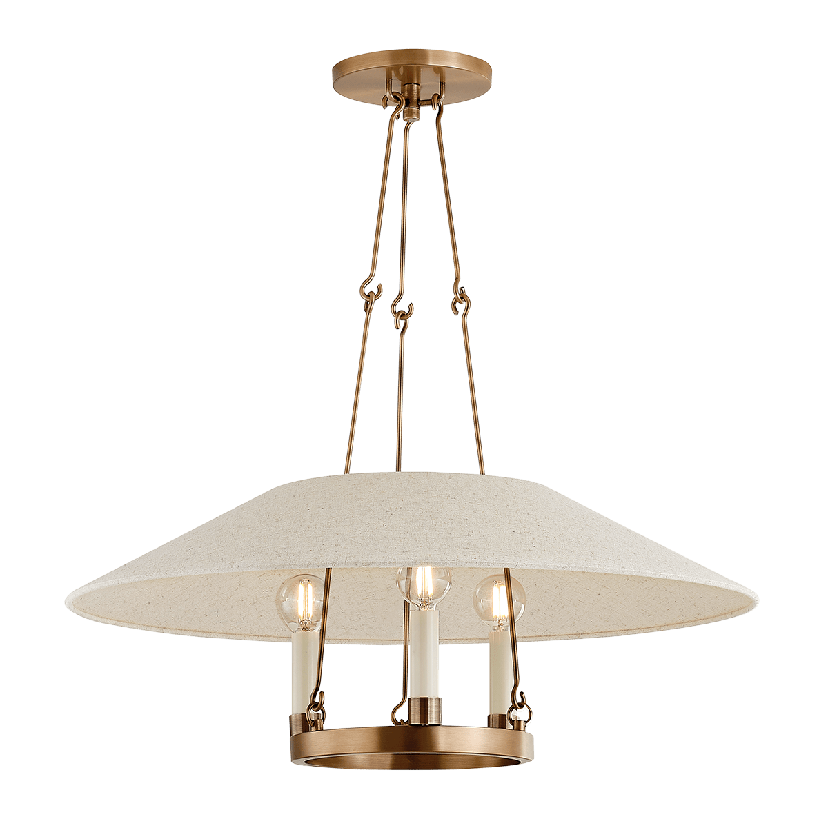 Des Peres Chandelier in Patina Brass