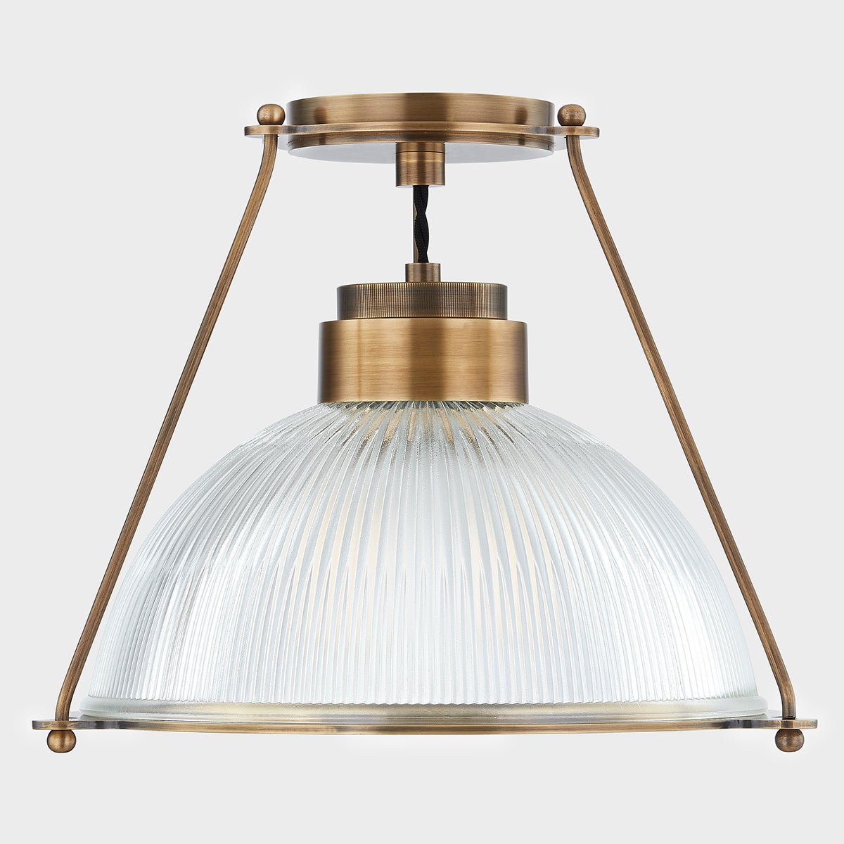 Oakville Semi Flush Ceiling Light in Patina Brass, Small