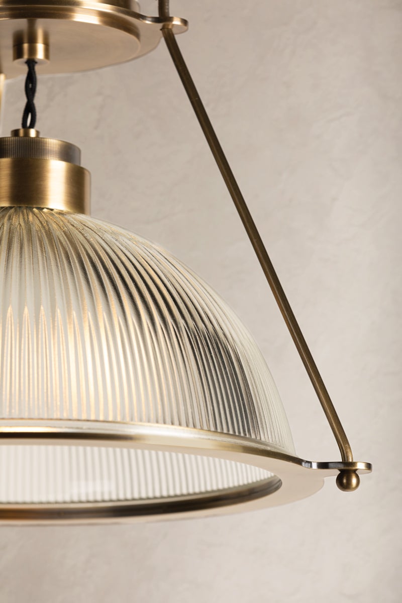 Oakville Semi Flush Ceiling Light in Patina Brass, Large