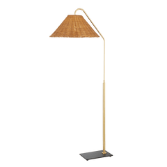 Laurie Rattan and Brass Floor Lamp