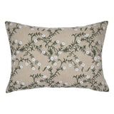 Jameera Linen Floral Throw Pillow Cover, Olive on Natural