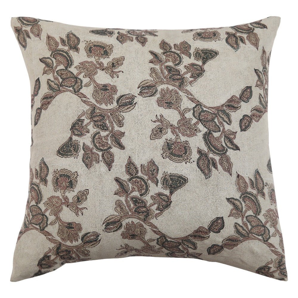 Mira Linen Floral Throw Pillow Cover, Orchid