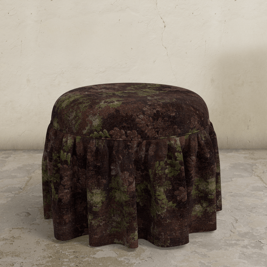 Abetha Round Floral Skirted Small Ottoman