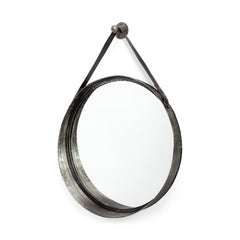 Carson 30" Round Black Wall Mirror with Strap