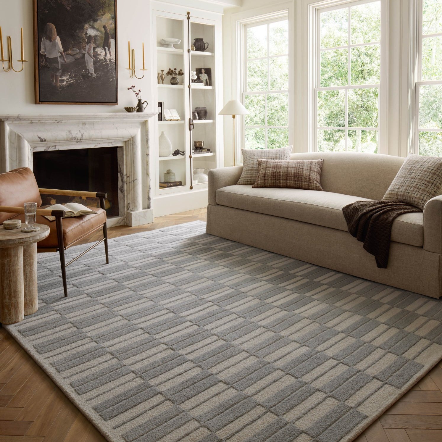 Chris Loves Julia x Loloi Bradley Ivory / Grey Rug