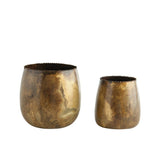 Distressed Brass Metal Planter