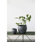 Large Terracotta Planter, Distressed Matte Black Finish