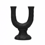 Stoneware Double Taper Candle Holder in Black