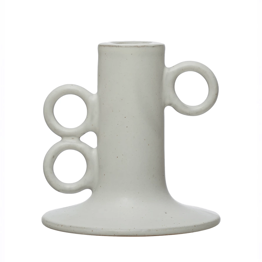 Stoneware Taper Candle Holder in White