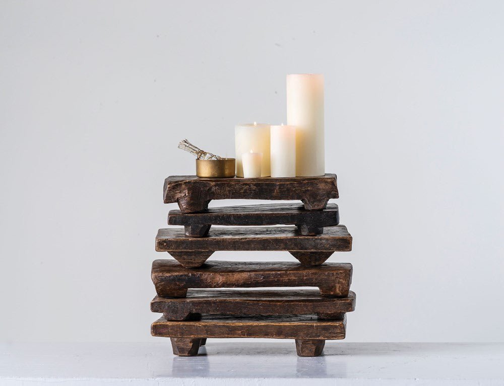 Primitive Wood Stackable Pedestal Set