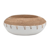 Handmade Terracotta Planter with Hand - Woven Rattan Stitching