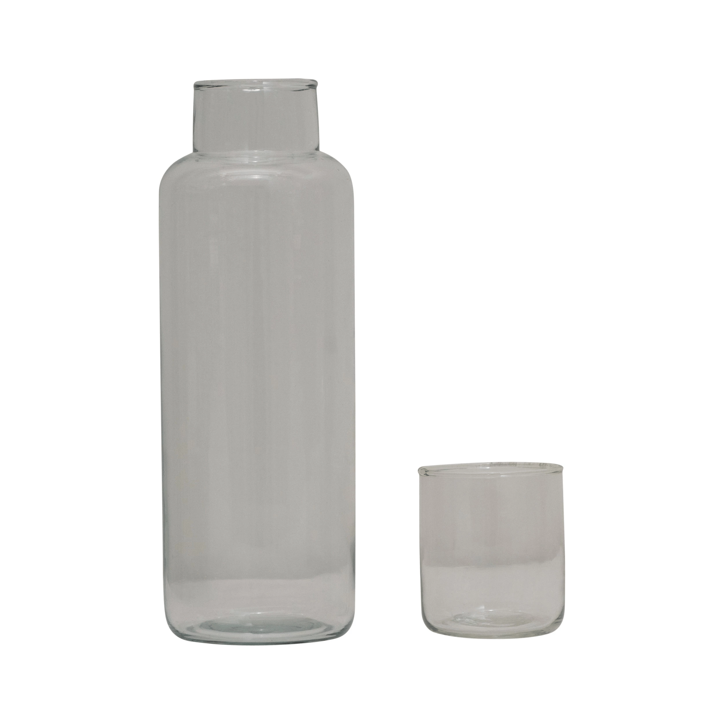 Recycled Glass Decanter with Drinking Glass, Set of 2