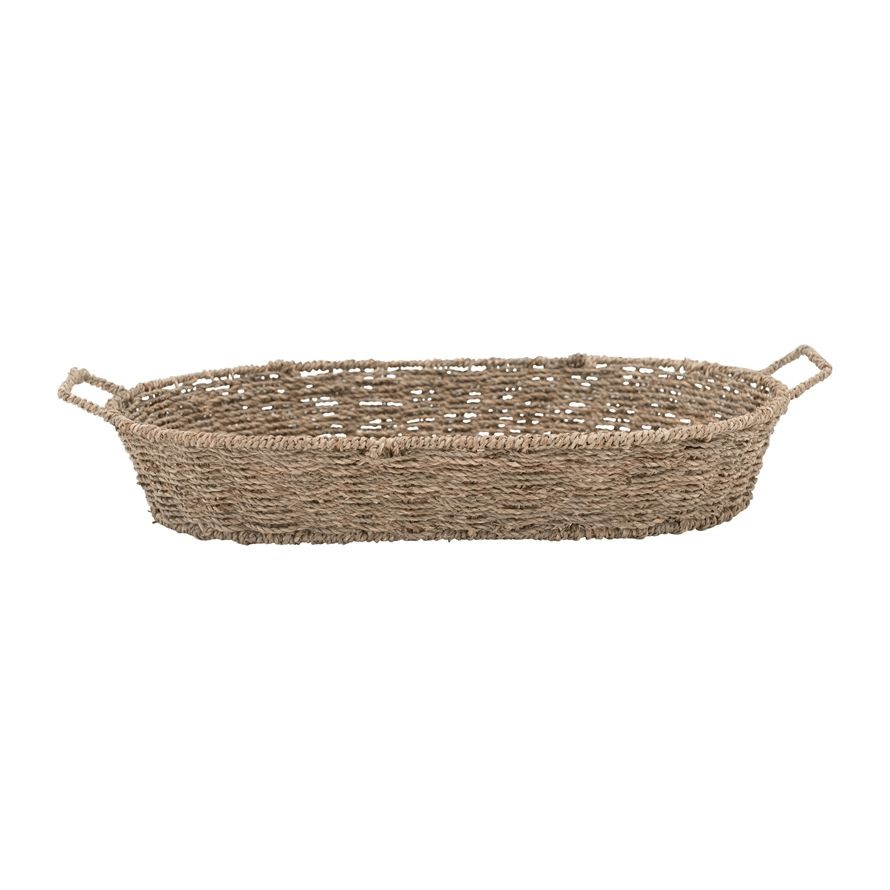 Hand - Woven Seagrass Decorative Tray with Handles