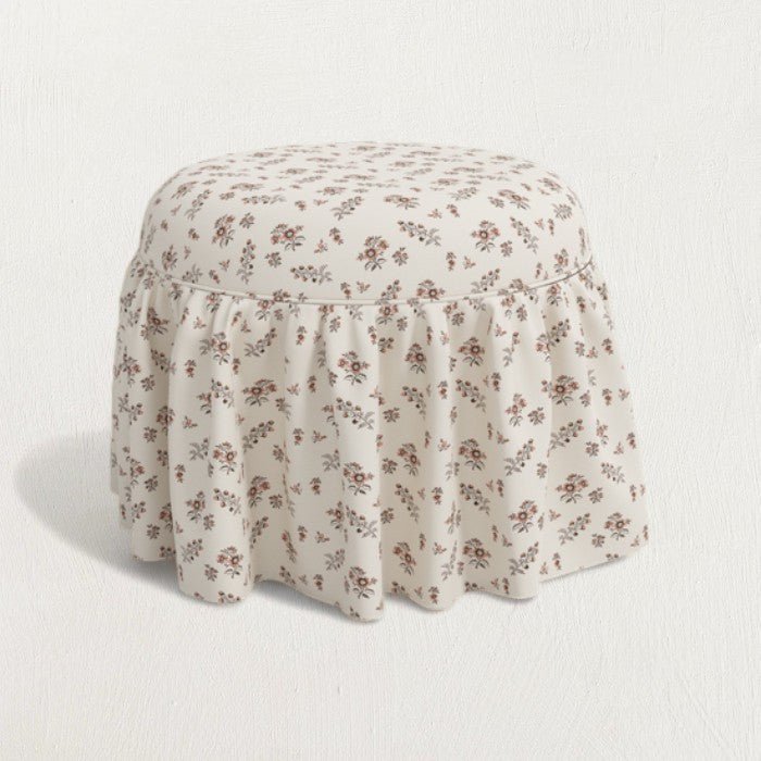 Abetha Round Floral Skirted Small Ottoman