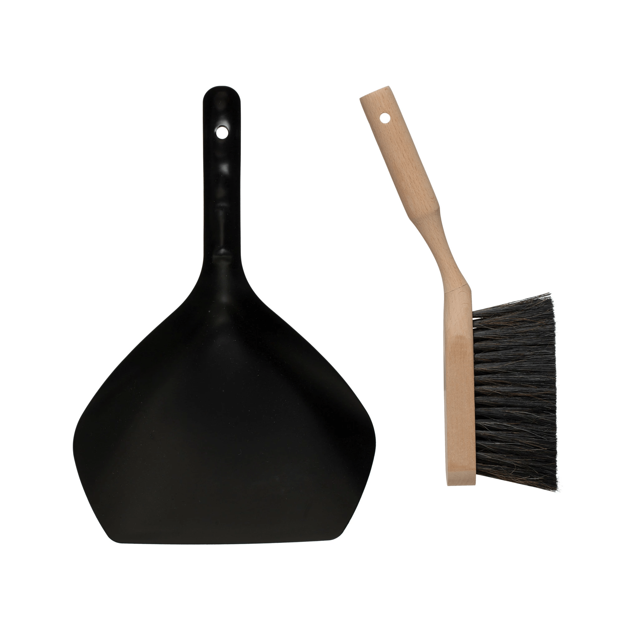 Beech Wood Brush and Metal Dust Pan Set