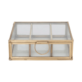 Brass and Glass Storage Box with 3 Compartments