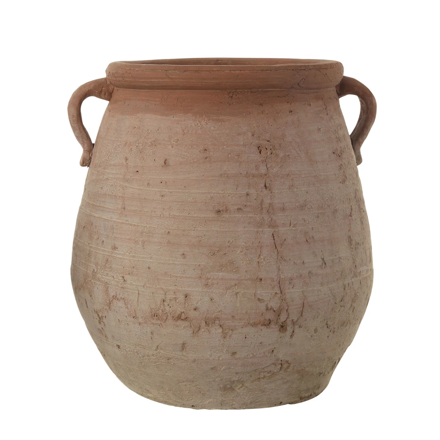 Large Terracotta Urn with Whitewash Finish