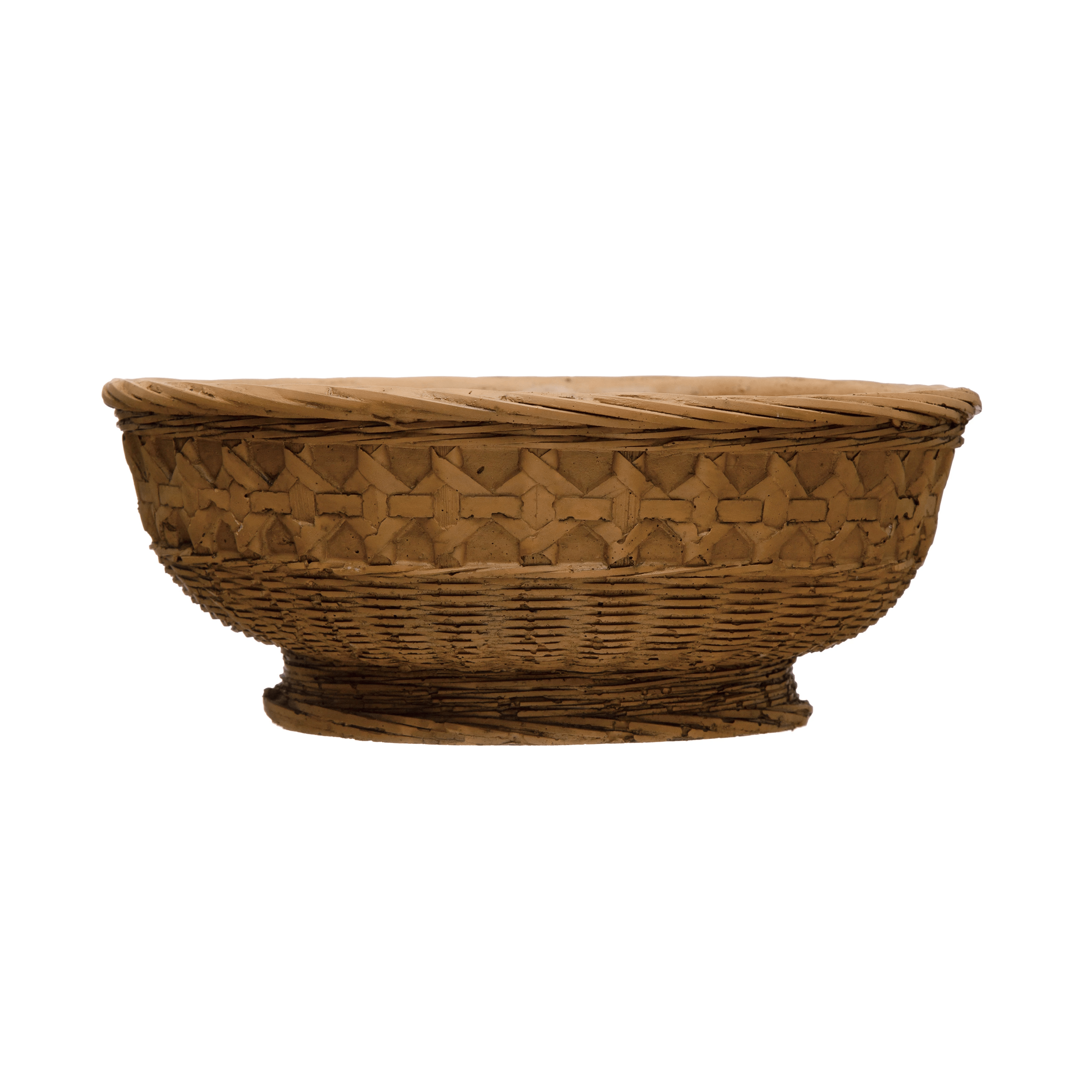 Decorative Debossed Cement Bowl / Planter, Woven Design