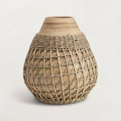 Bamboo Vase with Seagrass Weave