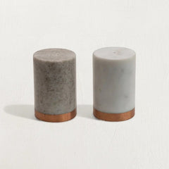 Marble Salt & Pepper Shakers with Copper Base, Set of 2