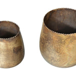 Distressed Brass Metal Planter