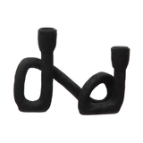 Abstract Double Taper Candle Holder in Black
