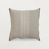 Everett Cotton Pillow Cover, Grey & Green Stripes