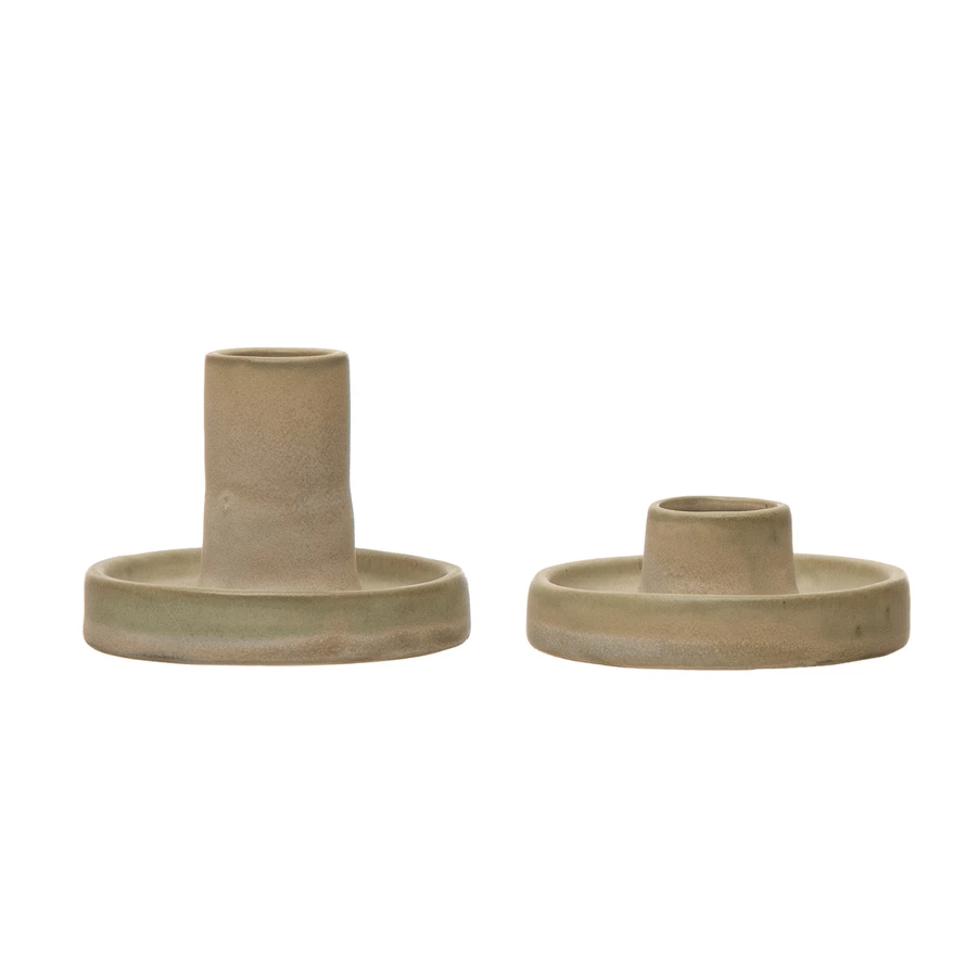 Reactive Glaze Stoneware Taper Candle Holders, Set of 2