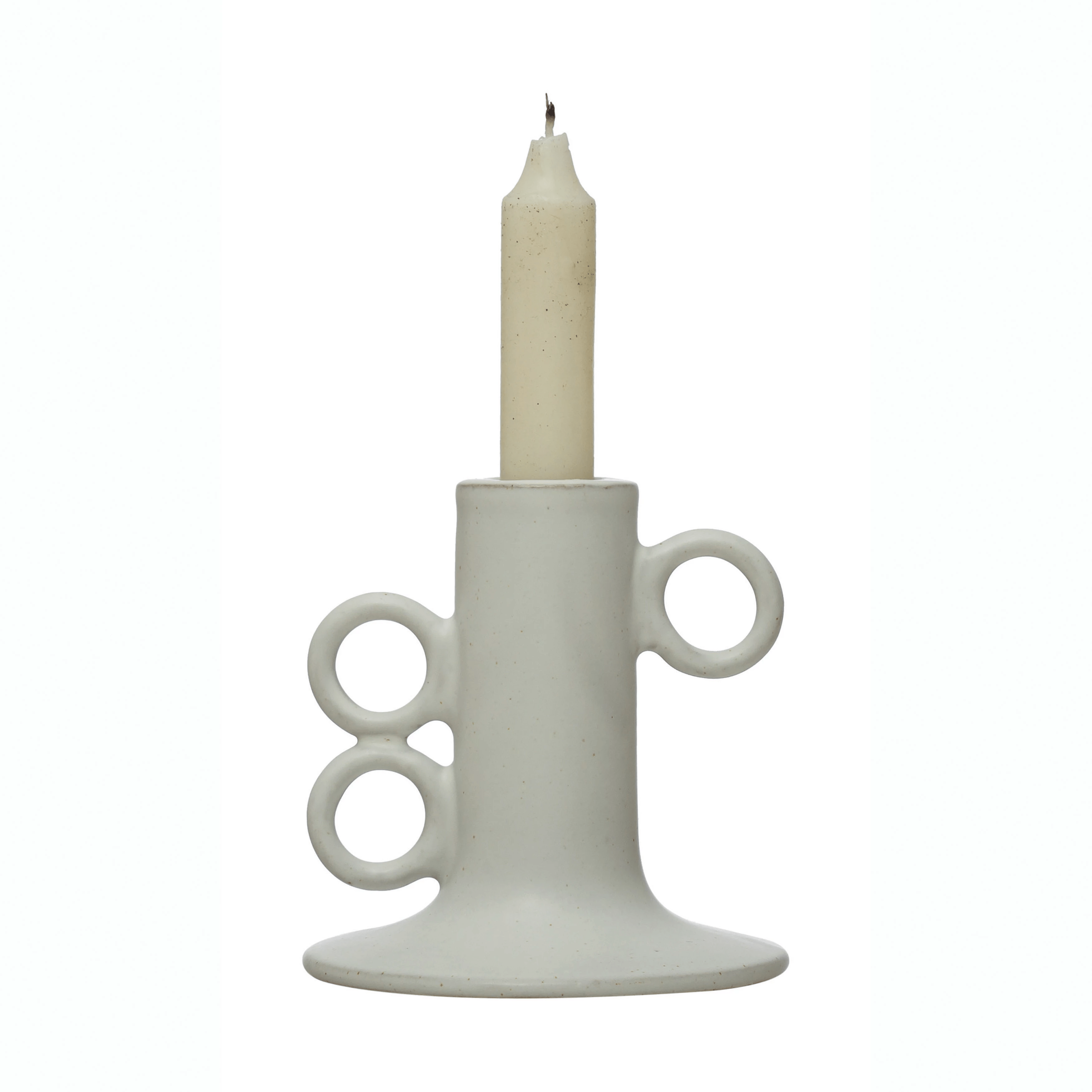 Stoneware Taper Candle Holder in White